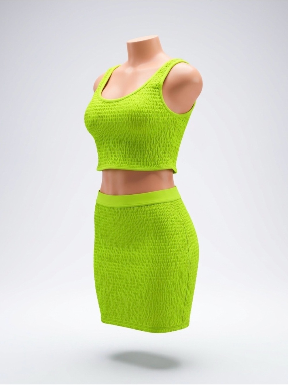 Neon Lime Mini Skirt - Women Stretchy Material